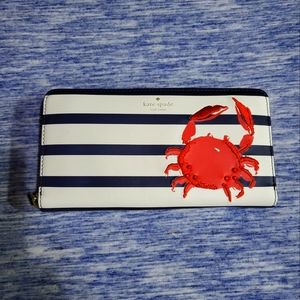 Kate Spade Shore Thing Crab Full-Sized Leather Lacey Wallet Maine Lobster Themed